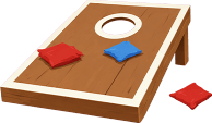 Cornhole board with bean bags