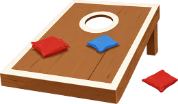 Cornhole board with bean bags